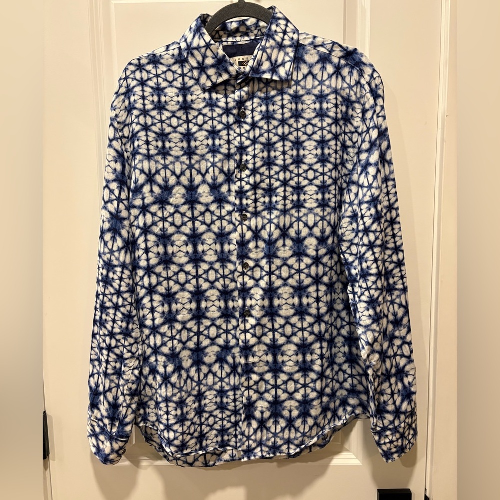 Joseph Abboud Blue Linen Button Down Shirt